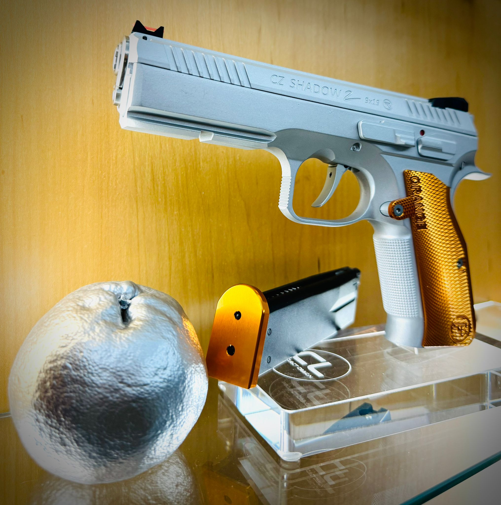 CL Project Custom ASG KJ Shadow 2 GBB Pistol Airsoft Limited Edition 2 Tone ( Cerekote Orange and Silver )