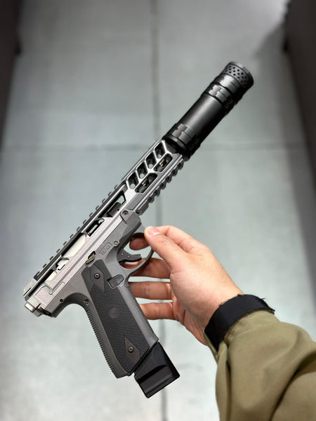 CTM TAC Fuku-2 CNC Aluminum Cut Out Upper Set Long Type for Action Army AAP01 GBB Pistol Series ( AAP-01 ) ( Grey & Black )