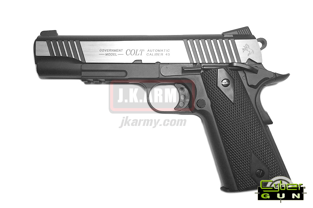 Cybergun COLT 1911 Rail Gun Dual Tone GBB Pistol Co2 Mag Version