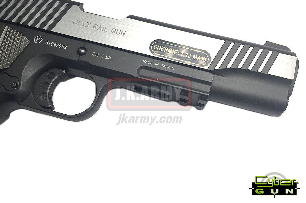 Cybergun COLT 1911 Rail Gun Dual Tone GBB Pistol Co2 Mag Version