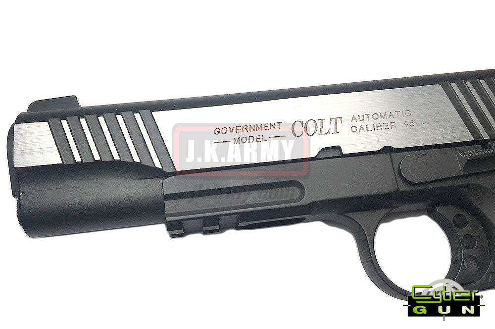 Cybergun COLT 1911 Rail Gun Dual Tone GBB Pistol Co2 Mag Version