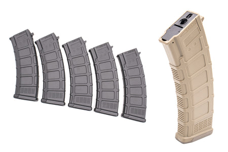 D-Day / Arcturus DMag for AK74 550 Rds Hi-Cap Wheel EMM AEG Magazine ( 5 Pcs / Set M Style ) ( Black / Tan )-Black
