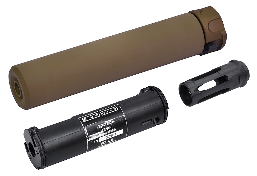 DYTAC SOCOM RC1 Tracer Ready Dummy Suppressor / Barrel Extension w/ SFCT-556 Style 14mm CCW Flash Hider ( Acetech AT2000 )-Dark Earth ( DE )