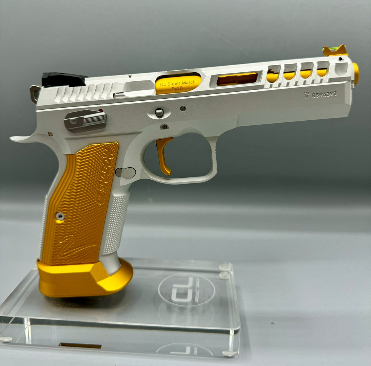 CL Project Custom ASG KJ Shadow 2 Single Action GBB Pistol Airsoft ( CNC Ver. ) ( Silver Yellow Open Cut Limited Edition )