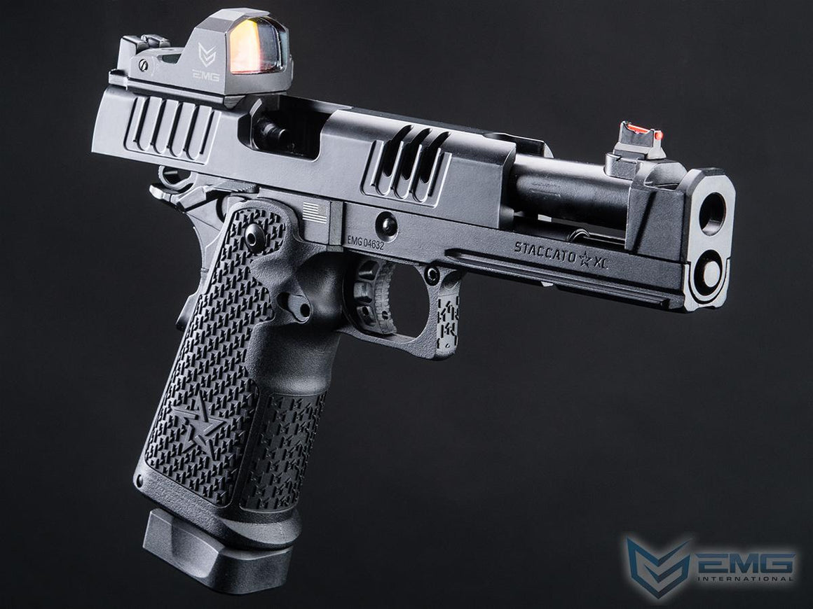 EMG Staccato Licensed XC 2011 CNC AI Slide Hi-Capa GBBP Gas Blowback Pistol Airsoft ( Model: VIP Grip / CNC / Green Gas )