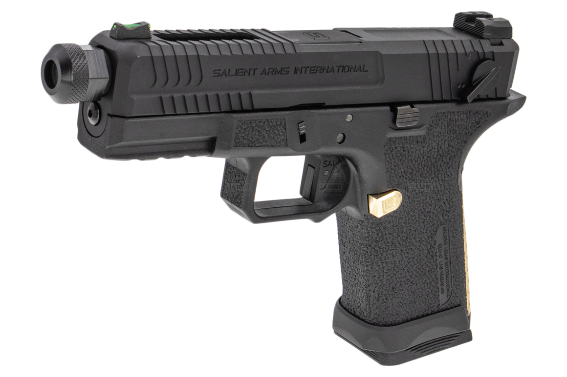 EMG SAI BLU Compact Model 19 GBB Pistol Airsoft ( Full Auto / Aluminum / Green Gas Type ) ( Black & Gold ) #SA-BL0250