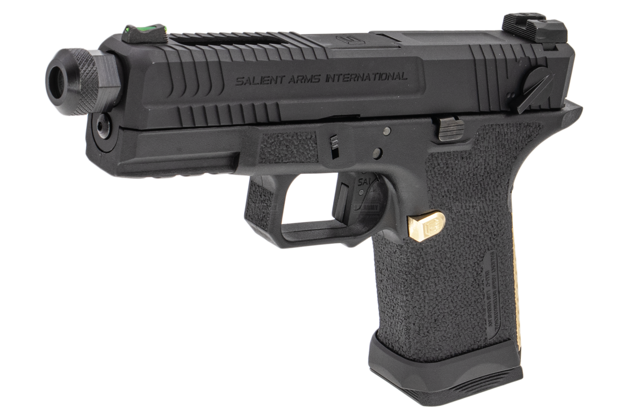 EMG SAI BLU Compact Model 19 GBB Pistol Airsoft ( Full Auto / Aluminum / Green Gas Type ) ( Black & Gold ) #SA-BL0250