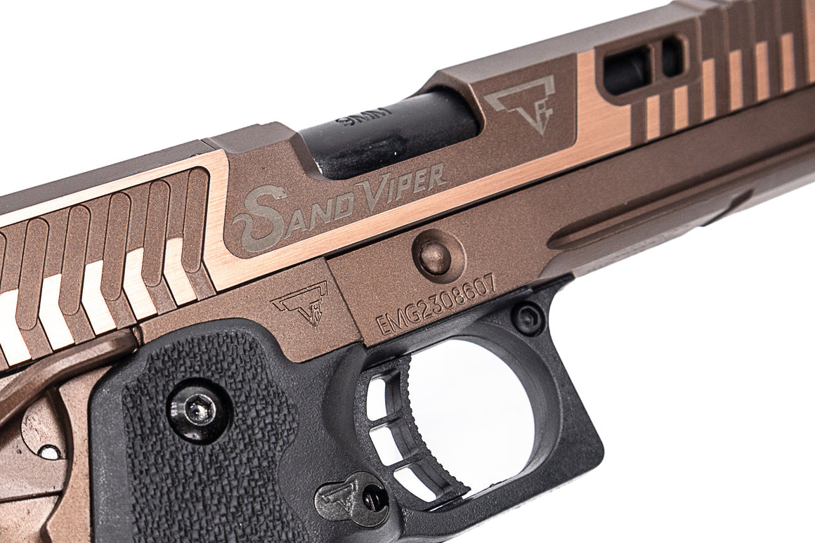EMG TTI Licensed JW4 Sand Viper Hi-Capa GBB Pistol Airsoft ( by AW Custom / Semi-Auto / Full Auto / Gas / TT-SV0130 ) ( Licensed by Taran Tactical Innovations ) ( John Wick )