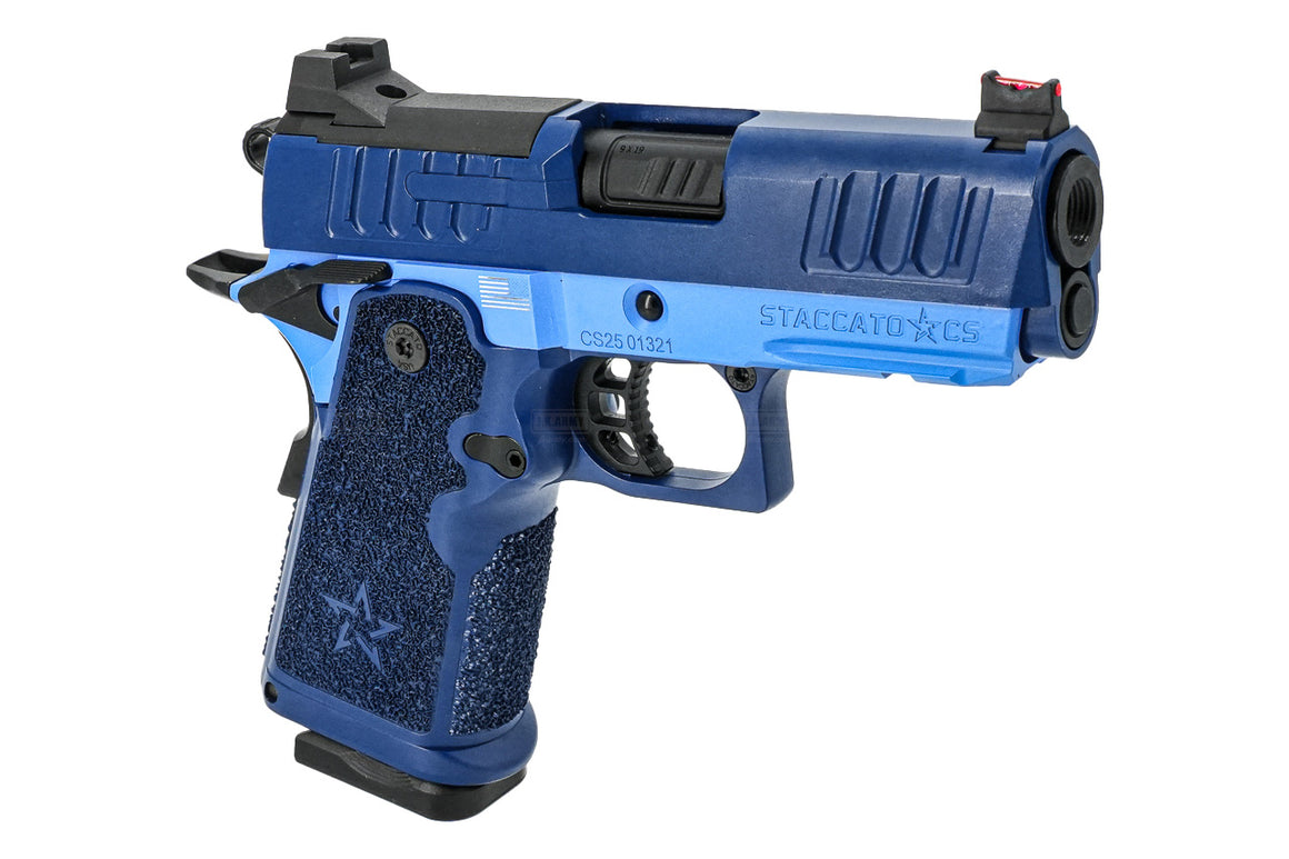 EMG Staccato Licensed CS 2011 Master Grip Hi-Capa GBB Pistol Airsoft ( by SAVIA ) ( Blue )