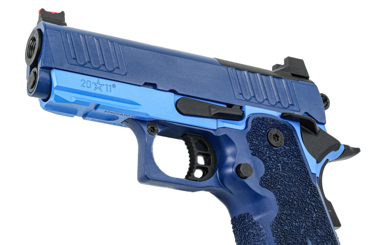 EMG Staccato Licensed CS 2011 Master Grip Hi-Capa GBB Pistol Airsoft ( by SAVIA ) ( Blue )