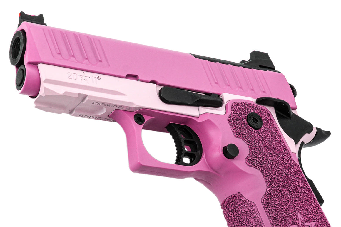 EMG Staccato Licensed CS 2011 Master Grip Hi-Capa GBB Pistol Airsoft ( by SAVIA ) ( Pink )