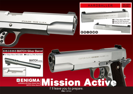 Enigma Hard Baller Style Slide for Tokyo Marui MEU GBB Pistol Airsoft Series ( Silver )
