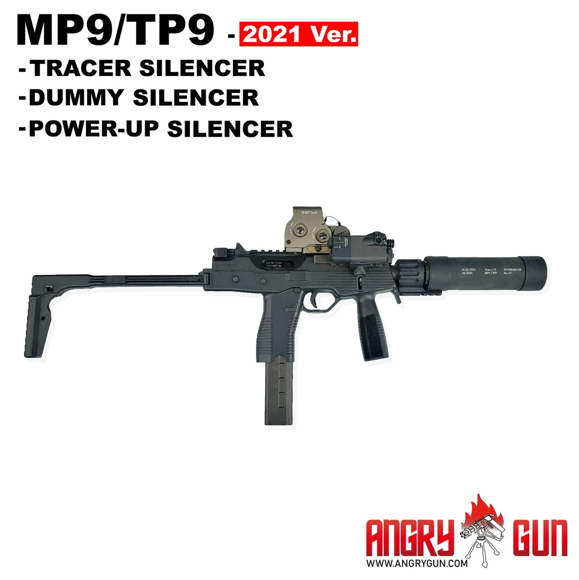 Angry Gun MP9 / TP9 Tracer Unit Dummy Suppressor - 2021 Version ( Black )