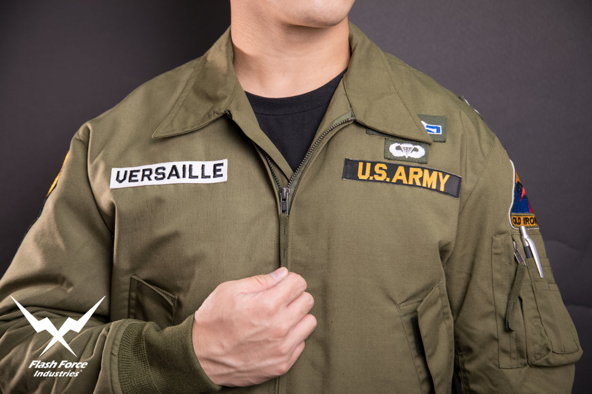 FFI - CVC Tanker Jacket ( Cold Weather Ver. US ARMY Military Vintage ) ( Olive Drab Green )-XL-Deluxe A ( with Patches )