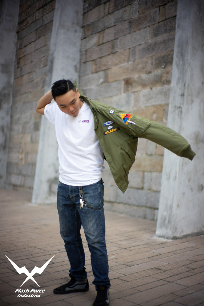 FFI - CVC Tanker Jacket ( Cold Weather Ver. US ARMY Military Vintage ) ( Olive Drab Green )-XL-Deluxe A ( with Patches )