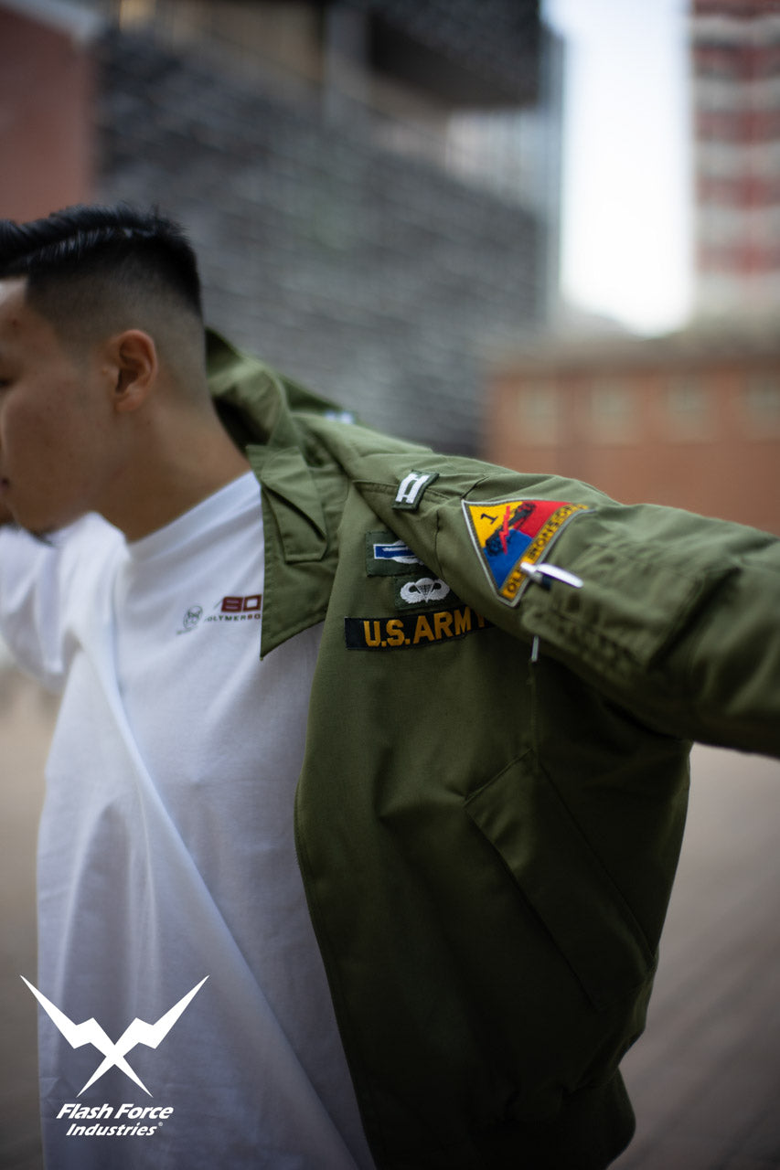 FFI - CVC Tanker Jacket ( Cold Weather Ver. US ARMY Military Vintage ) ( Olive Drab Green )-XL-Deluxe A ( with Patches )