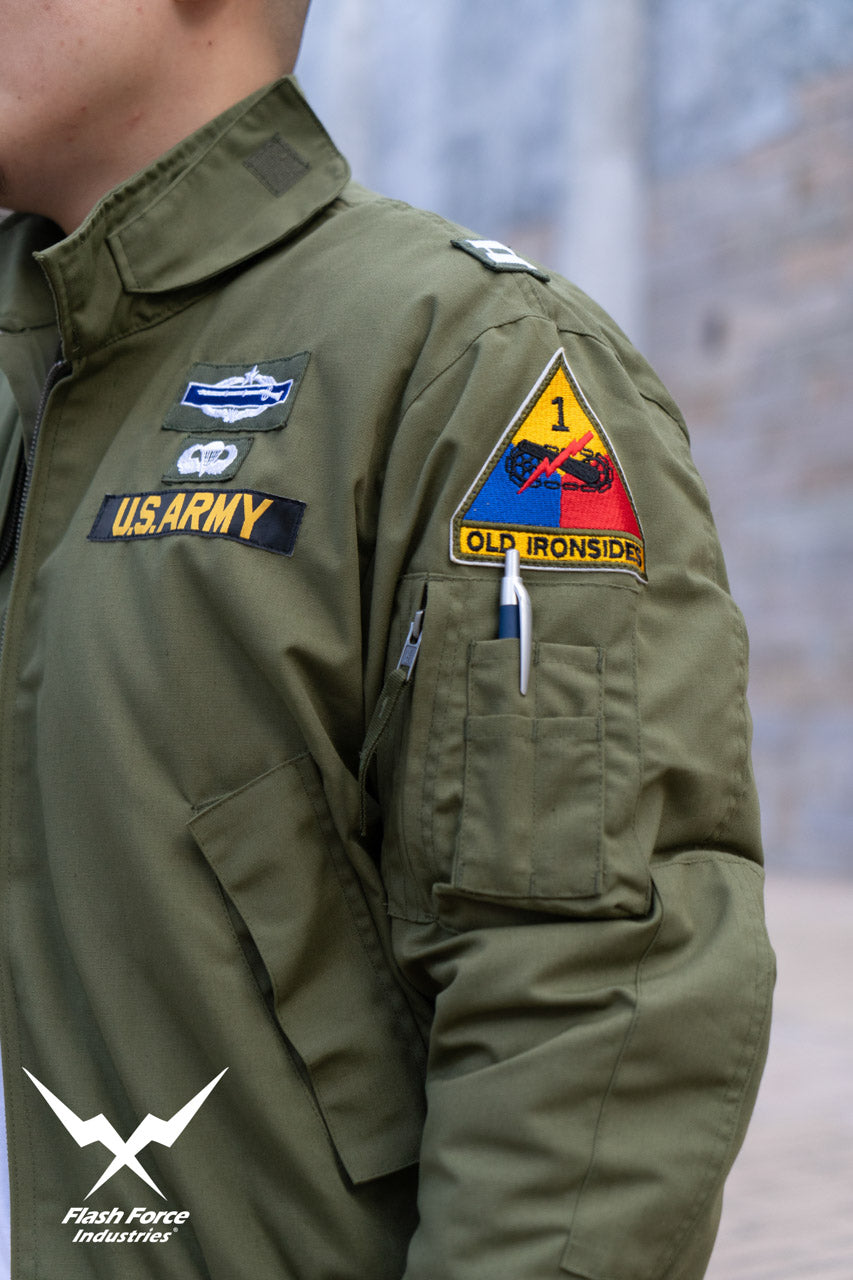 FFI - CVC Tanker Jacket ( Cold Weather Ver. US ARMY Military Vintage ) ( Olive Drab Green )-XL-Deluxe A ( with Patches )