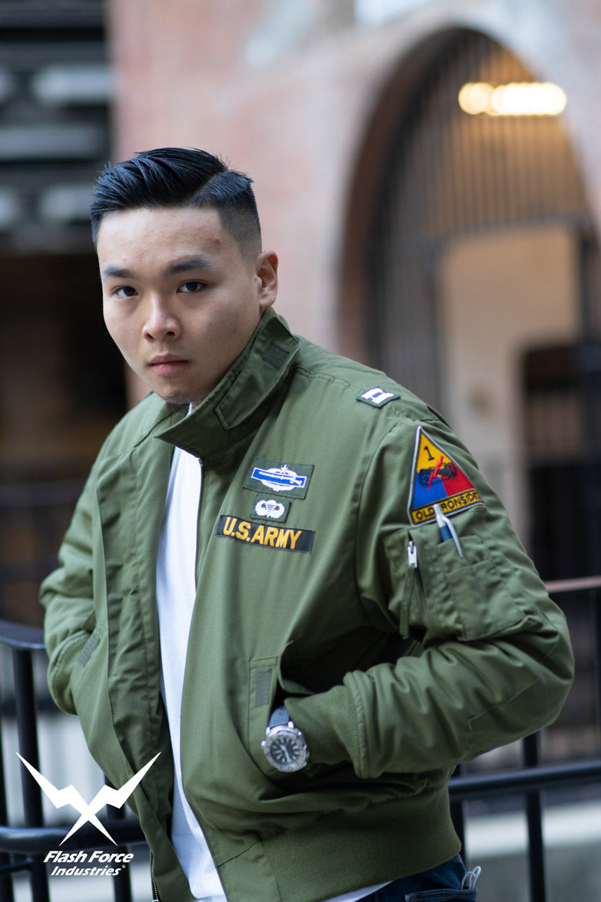 FFI - CVC Tanker Jacket ( Cold Weather Ver. US ARMY Military Vintage ) ( Olive Drab Green )-XL-Deluxe A ( with Patches )