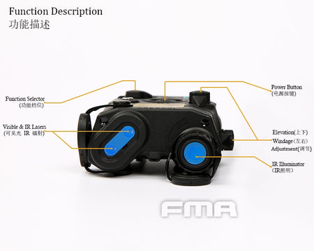 FMA LAB PEQ15 LA5-C Red Laser w/ IR Lenses Airsoft Toy ( BK ) ( PEQ LA5C UHP Style ) ( New Ver. Gen2 )