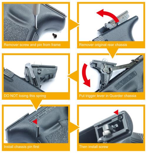 Guarder Steel Rear Chassis Set for MARUI Model G26 / G23 / KJ G26