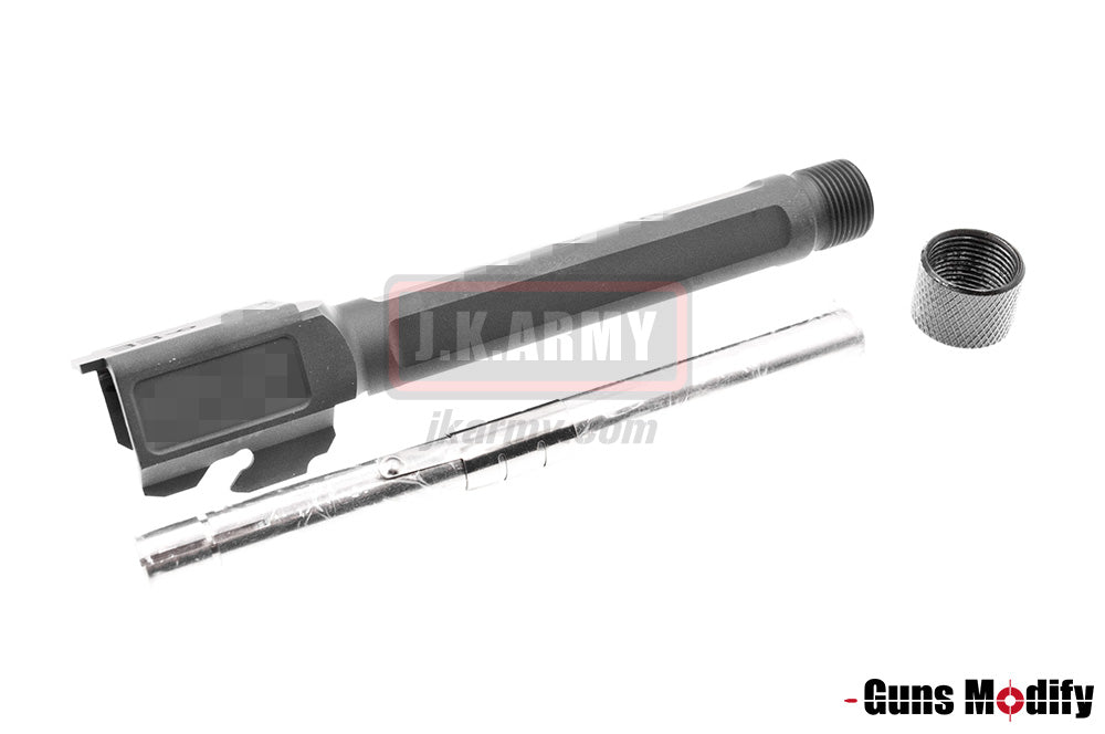 Guns Modify S Style KM Model 17 Stainless Steel 14mm CW Thread Barrel - Fluted for Marui Model 17 ( BK )