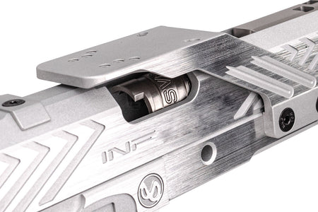 Gunsmith Bros INF Style IMM Spider 7" Slide & Frame Set For Marui TM Hi-Capa GBBP Series ( Deluxe Version ) -Silver Slide X Red Mount