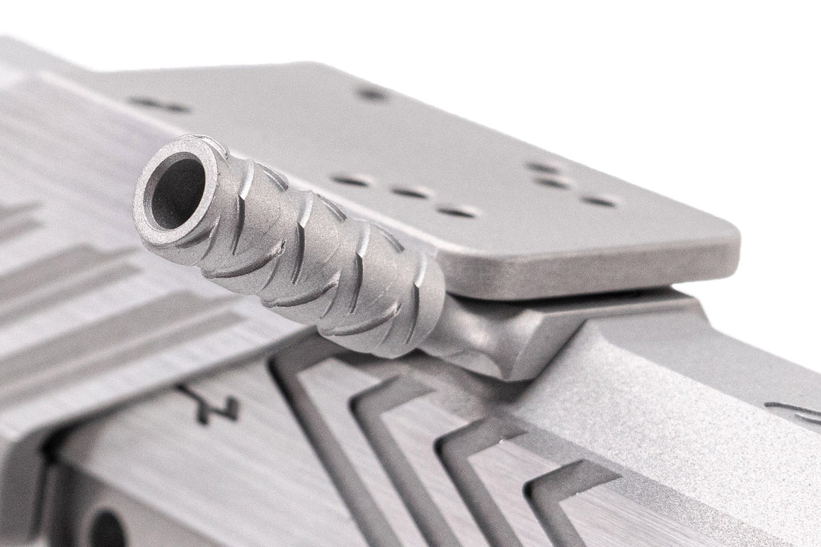 Gunsmith Bros INF Style IMM Spider 7" Slide & Frame Set For Marui TM Hi-Capa GBBP Series ( Deluxe Version ) -Silver Slide X Red Mount