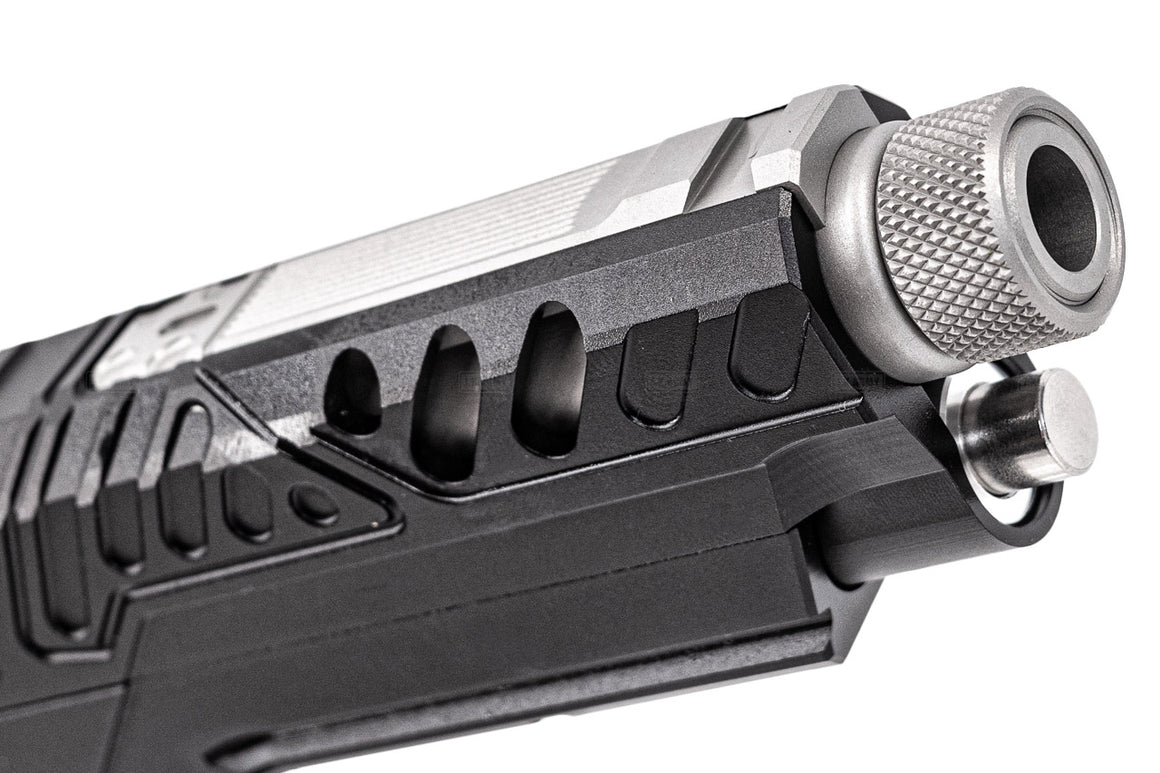 Gunsmith Bros EB Style Tracker Standard Slide Set With Threaded Barrel For Marui TM Hi-Capa GBBP Series -Silver