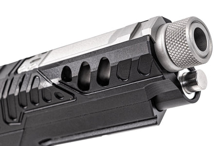 Gunsmith Bros EB Style Tracker Standard Slide Set With Threaded Barrel For Marui TM Hi-Capa GBBP Series -Silver