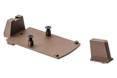 GUNDAY RMR Mount Base Tan with Sight Set For Umarex / VFC Glock System ( for G19X , G19 Gen4, G17 Gen5, G45 etc. )
