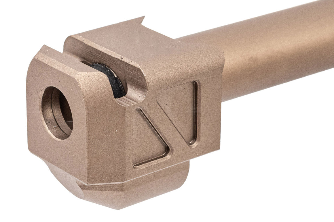 GUNDAY PM Style Type A Aluminum Outer Barrel With Compensator For Umarex VFC Glock 17 GBBP Series -Tan
