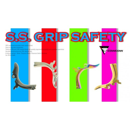 COW Match Grade Stainless Steel Grip Safety For Marui TM Hi-Capa GBBP Series-Rainbow