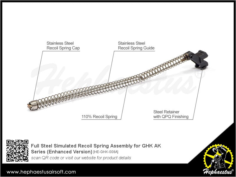 Hephaestus Full Steel Simulated Recoil Spring Assembly for GHK AK GBB Rifle Series (Enhanced Version)
