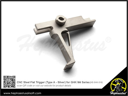 CNC Steel Flat Trigger ( Type A - Black / Silver ) for GHK M4 GBB Rifle Series-Silver