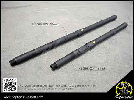 Hephaestus CNC Steel Outer Barrel ( 20" ) for GHK AUG GBB Rifle Series