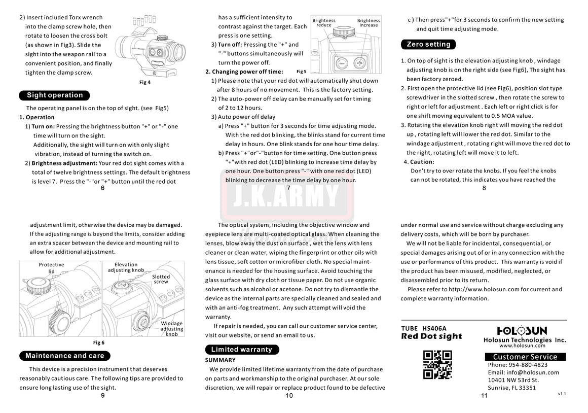 Holosun Tube HS406A Red Dot Sight