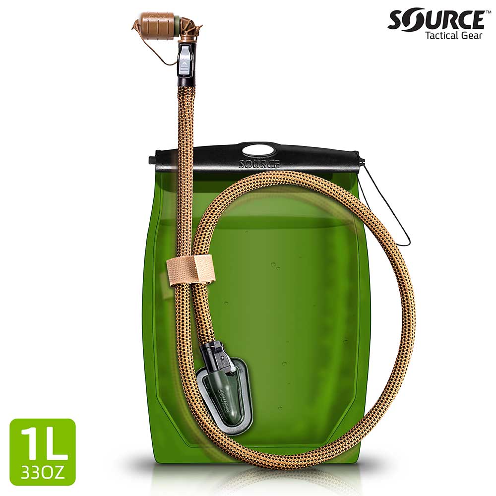 Source Kangaroo 1L / 32oz. Collapsible Hydration SQC, QMT Storm Valve - IRR Coyote