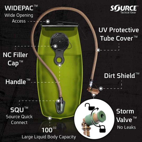 SOURCE WXP 3L / 100oz. Storm Valve SQC QMT Hydration ( Coyote Cover )