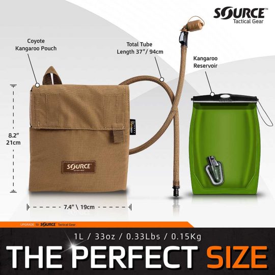 SOURCE Kangaroo Collapsible Canteen 1L with Hydration Pouch ( Coyote )