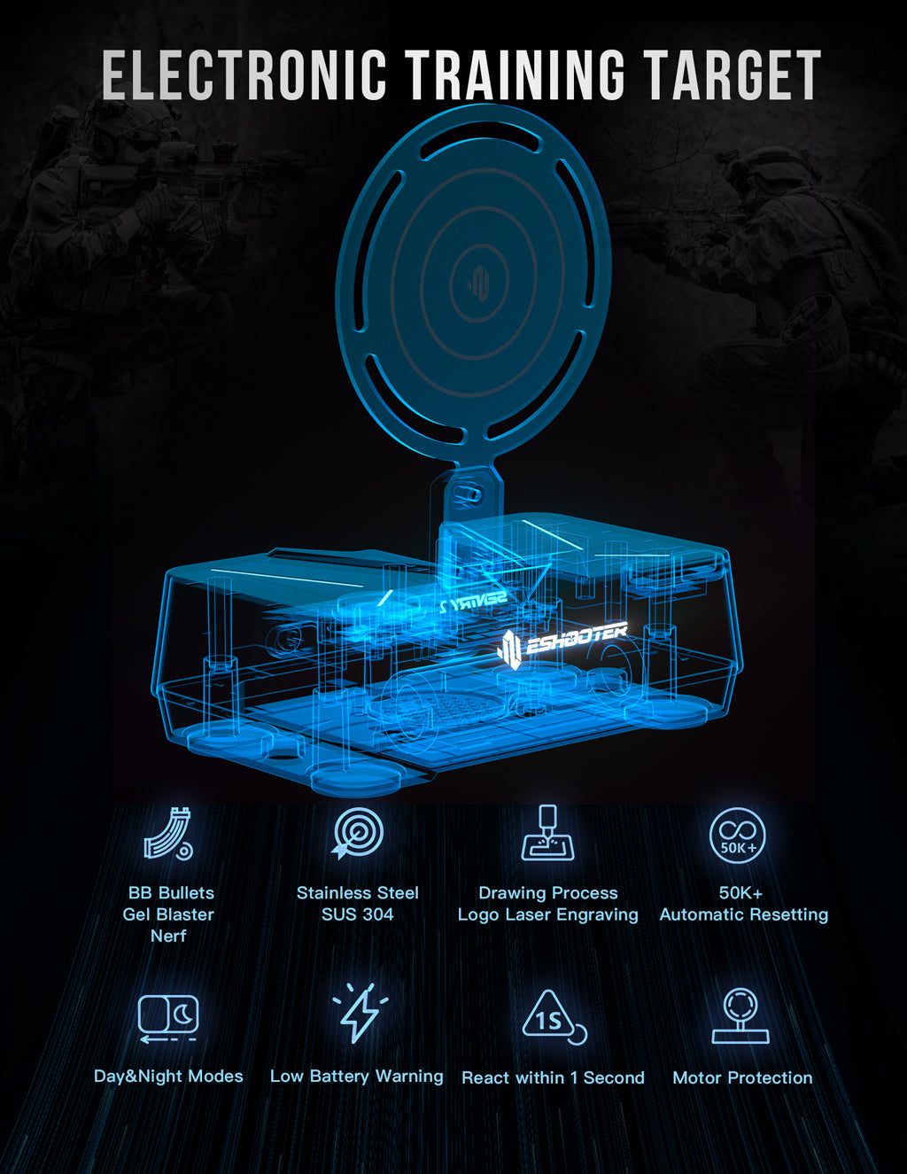 Eshooter Sentry 2 Airsoft Target ( Shooting / ISPC Training )-Black