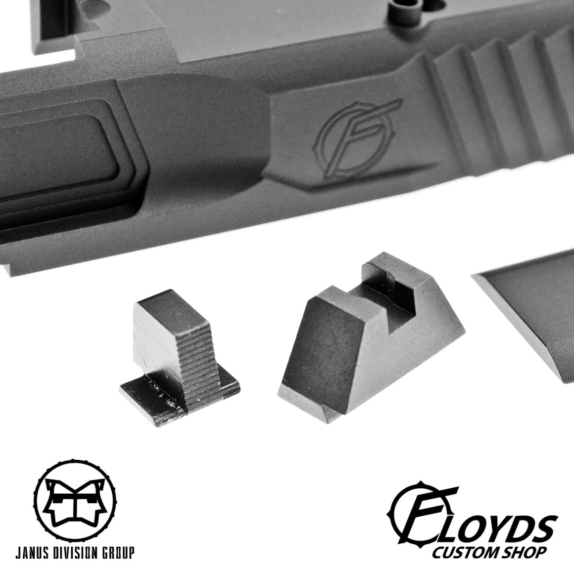JDG Floyds Licensed The Poseidon Style M&P RMR Cut Slide Set for TM M&P9L GBBP Series ( w/ JDG 6.03mm Stainless Steel Precision 90mm Inner Banner ) ( Black )