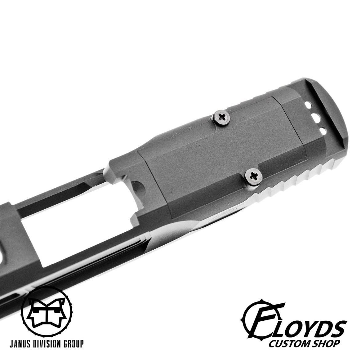 JDG Floyds Licensed The Poseidon Style M&P RMR Cut Slide Set for TM M&P9L GBBP Series ( w/ JDG 6.03mm Stainless Steel Precision 90mm Inner Banner ) ( Black )