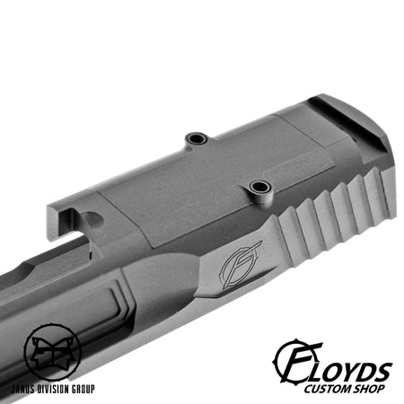 JDG Floyds Licensed The Poseidon Style M&P RMR Cut Slide Set for TM M&P9L GBBP Series ( w/ JDG 6.03mm Stainless Steel Precision 90mm Inner Banner ) ( Black )