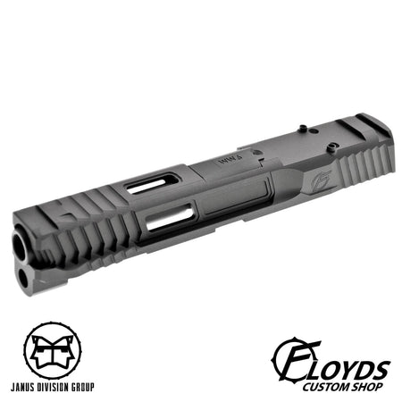 JDG Floyds Licensed The Poseidon Style M&P RMR Cut Slide Set for TM M&P9L GBBP Series ( w/ JDG 6.03mm Stainless Steel Precision 90mm Inner Banner ) ( Black )