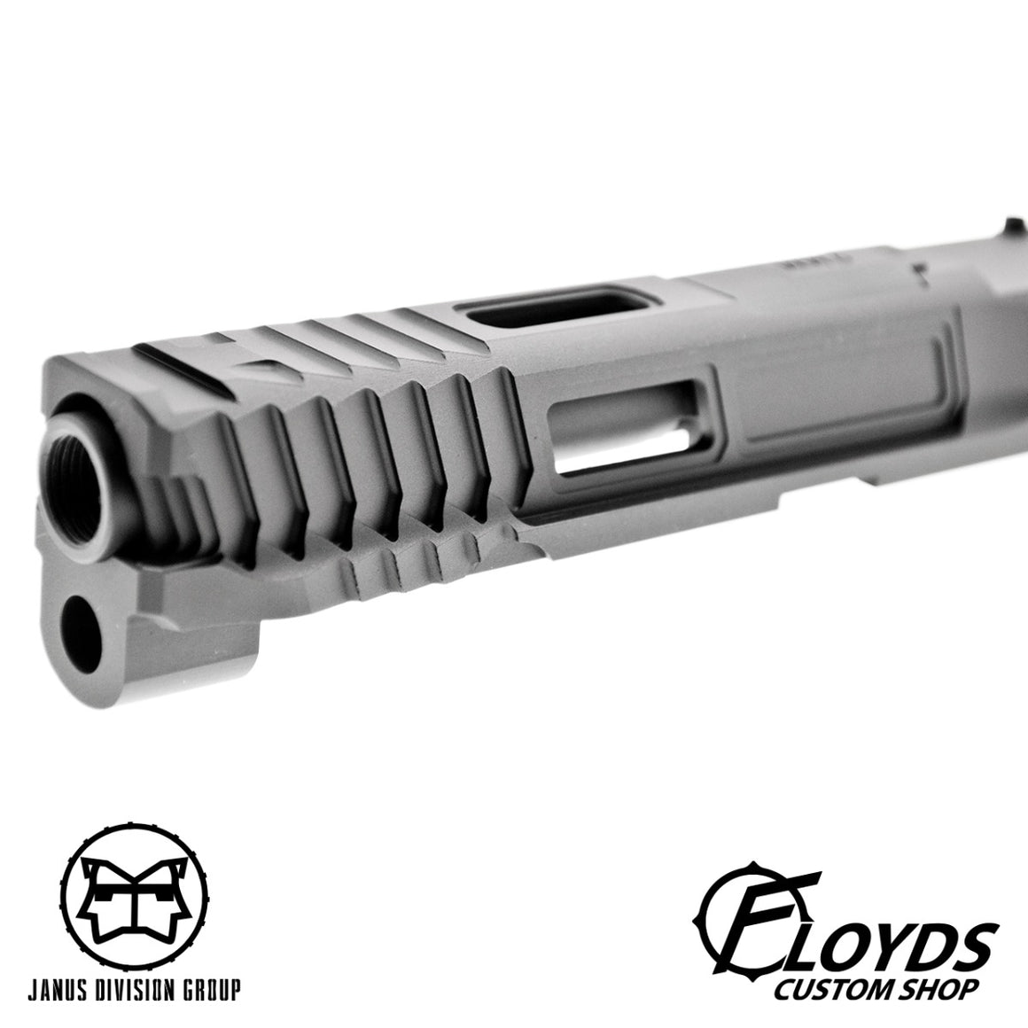 JDG Floyds Licensed The Poseidon Style M&P RMR Cut Slide Set for TM M&P9L GBBP Series ( w/ JDG 6.03mm Stainless Steel Precision 90mm Inner Banner ) ( Black )