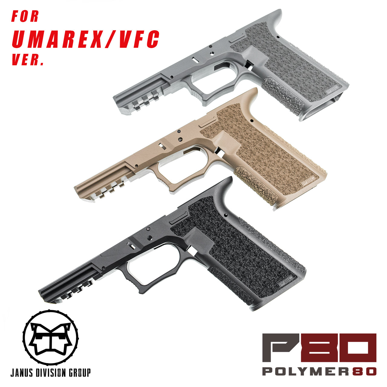 JDG Polymer80 Licensed P80 PF940V2 Airsoft Frame Complete Set for Glock 17 Gen3 ( UMAREX / VFC ) ( for G17 Model 17 GEN3 )-Grey