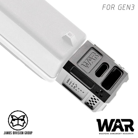 JDG WAR A10 Compensator 14mm CCW for Airsoft Glock Gen3 Model ( Licensed by WAR ) ( Black ) ( G17 GEN3 )