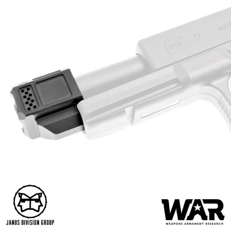 JDG WAR A10 Compensator 14mm CCW for Airsoft Glock Gen3 Model ( Licensed by WAR ) ( Black ) ( G17 GEN3 )