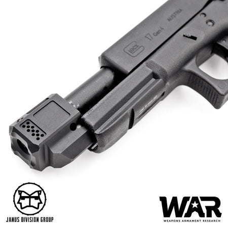 JDG WAR A10 Compensator 14mm CCW for Airsoft Glock Gen4 Model ( Licensed by WAR ) ( Black )