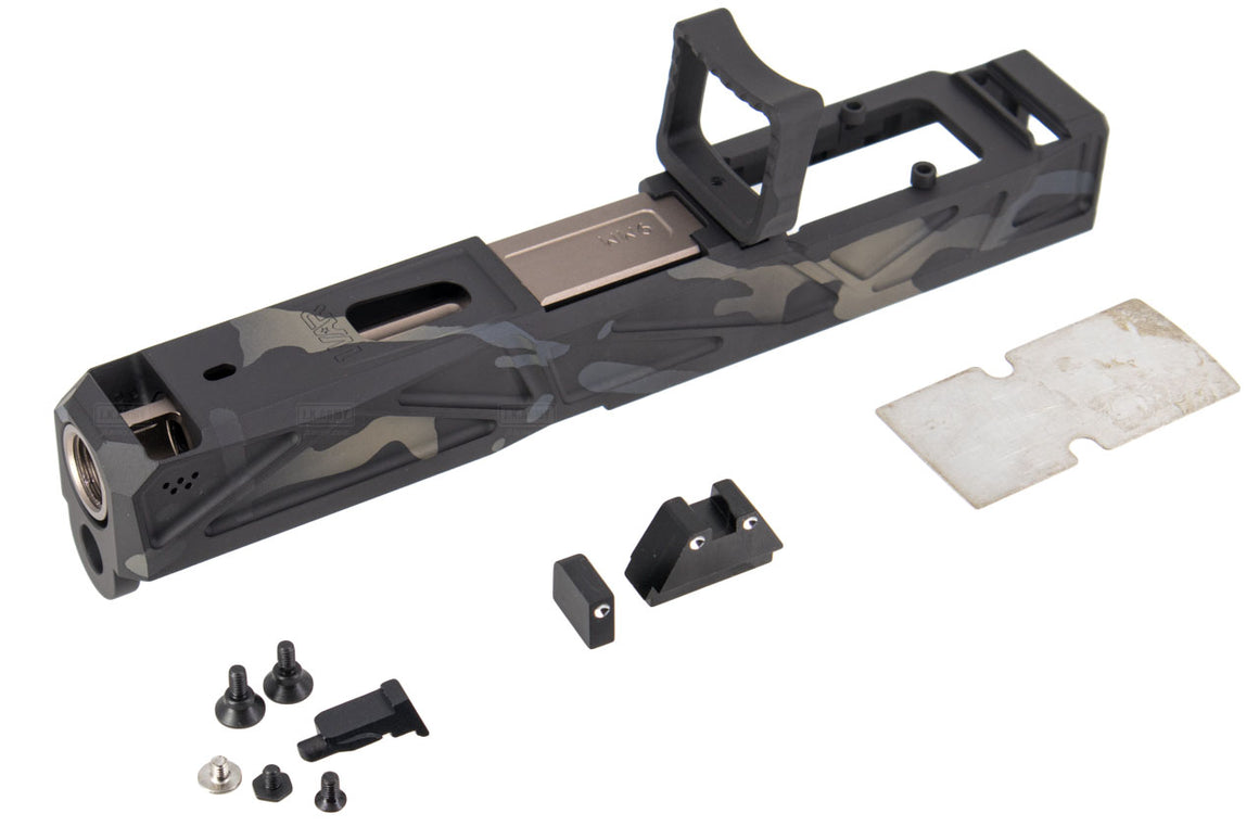 JDG WAR Afterburner RMR Slide Set for UMAREX Glock 19 Gen3 Airsoft Pistol ( Licensed by WAR ) ( Cerakote MutliCam Black Slide )